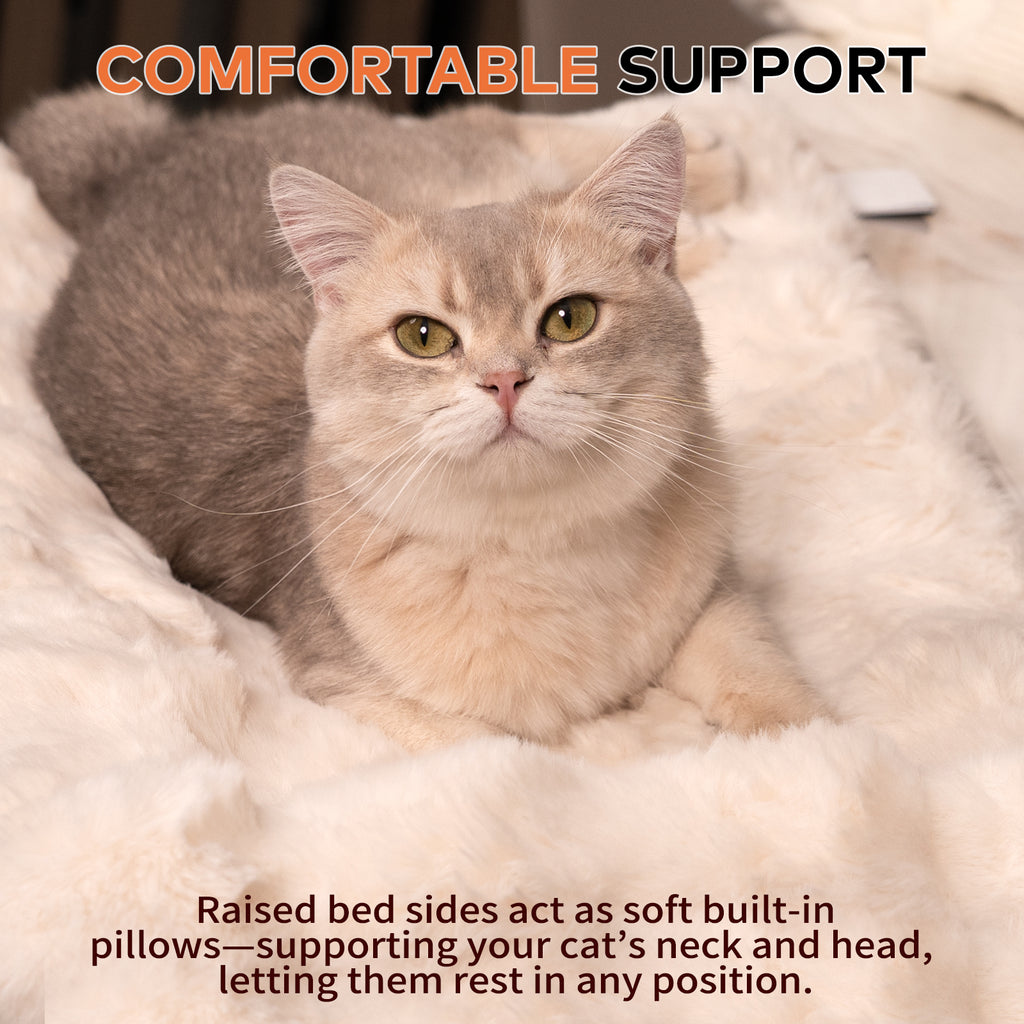 CheerPals Foldable Desk Cat Bed Hammock, Clip-On Plush Cat Shelf with Sturdy Metal Frame, Built-in Pillow Edge, Supports up to 40 Lbs, Anti-Shedding Resting Seat