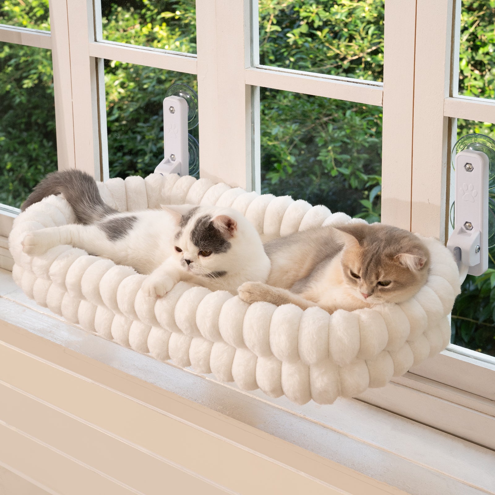 Cat Window Perch for Indoor Cats Hammock for Window with Reversible Cushion, Foldable Cat Window Bed for Large Cats and Kittens