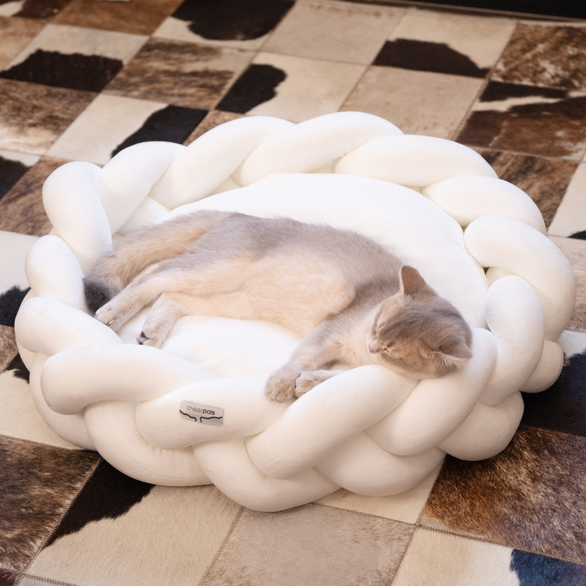 CheerPals Twisted Pet Bed, Weave Cat Bed Sofa with Cushion for Indoor Cats Puppy