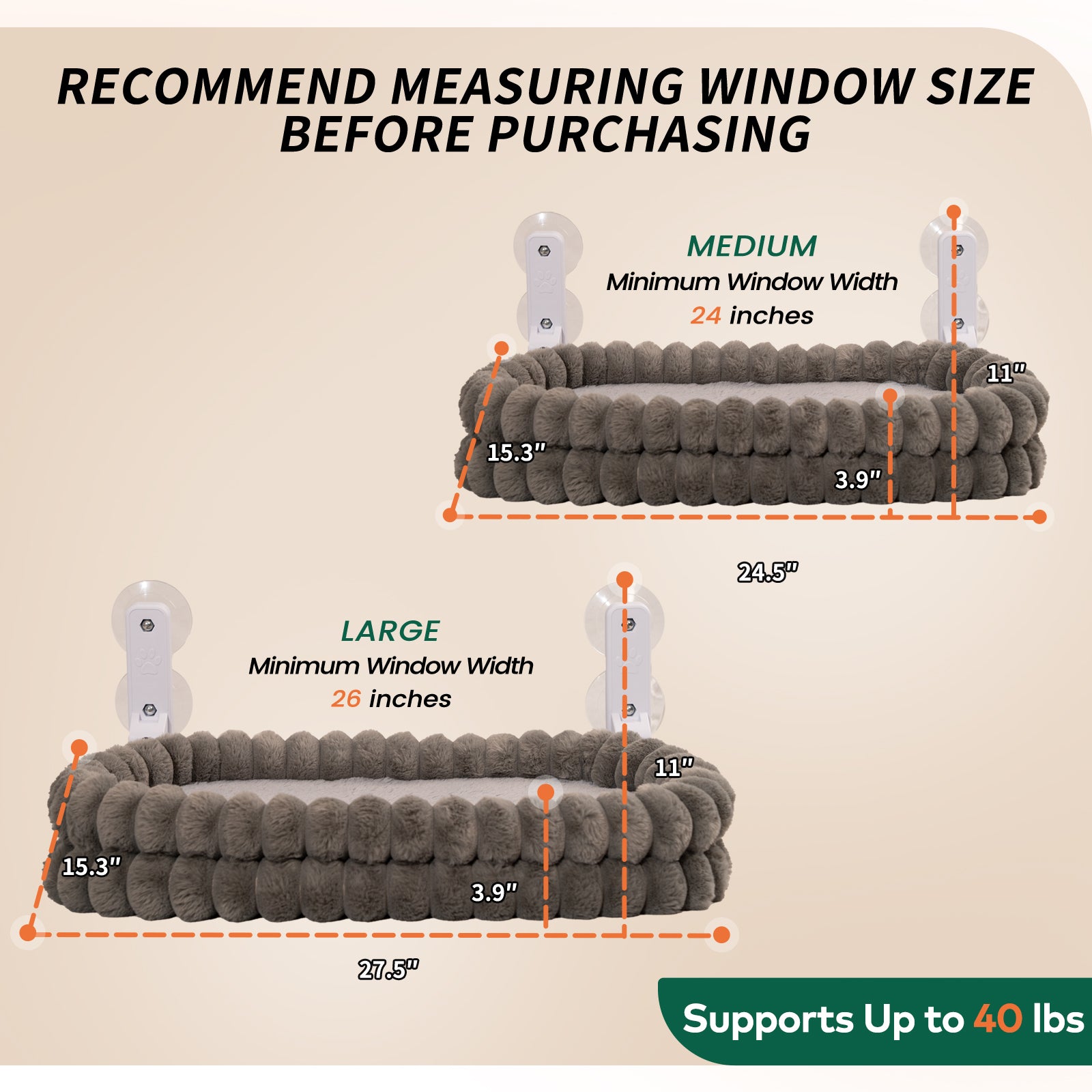 Cat Window Perch for Indoor Cats Hammock for Window with Reversible Cushion, Foldable Cat Window Bed for Large Cats and Kittens