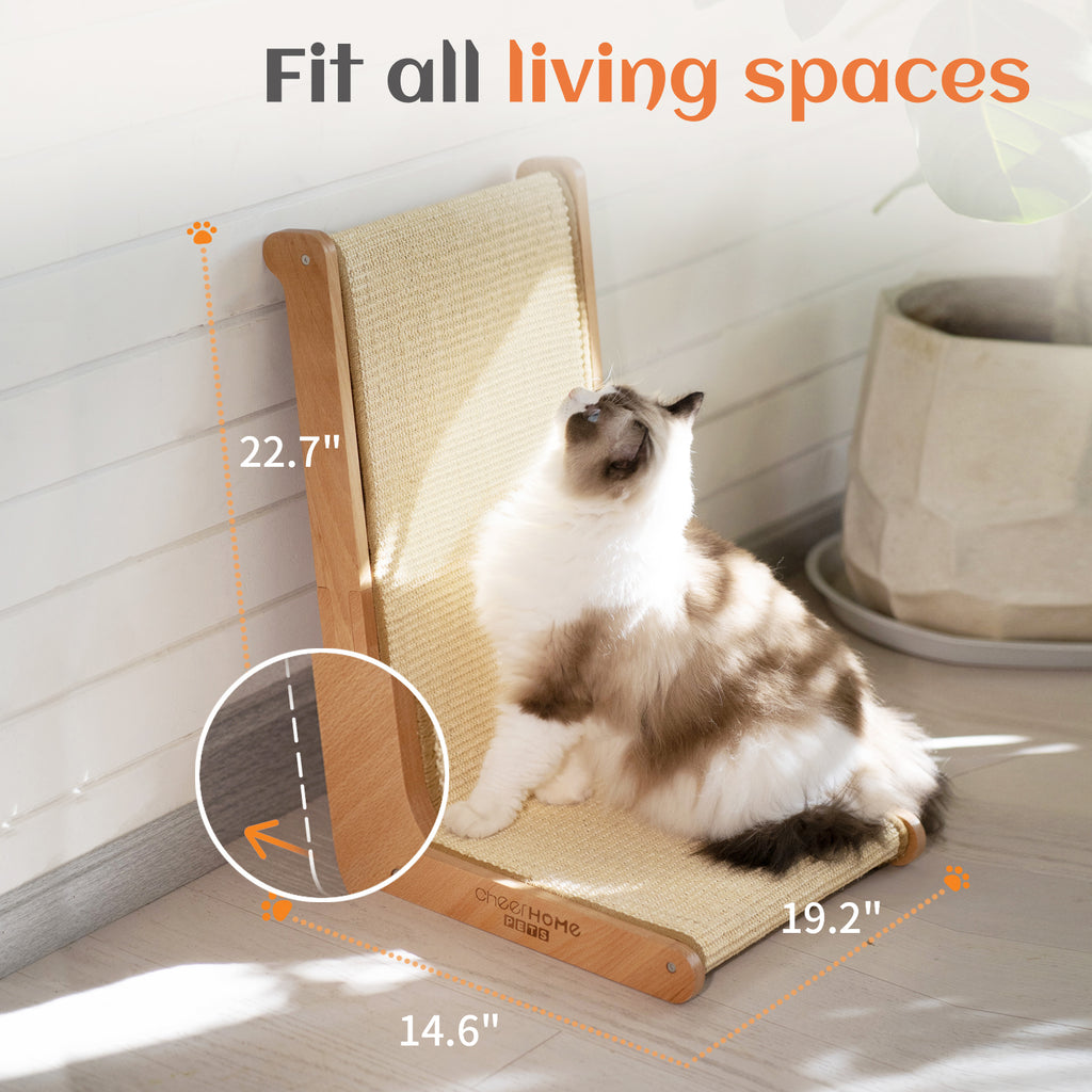 Sisal Cat Scratcher for Indoor Cats Scratching Pad Vertical Cat Scratcher L Shape Cat Scratching Board Cats Scratch Post Solid Wooden Cat Furniture(Large)