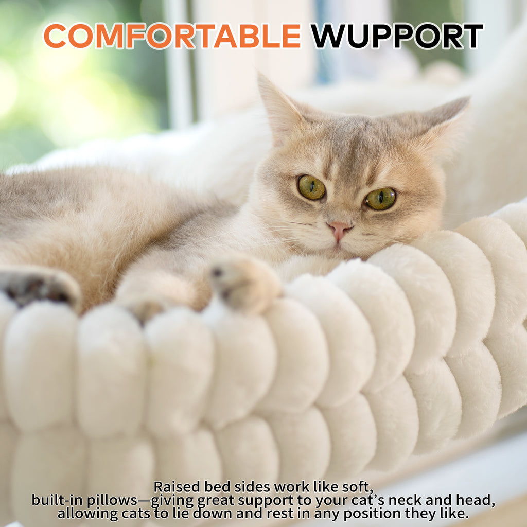 Cat Window Perch for Indoor Cats Hammock for Window with Reversible Cushion, Foldable Cat Window Bed for Large Cats and Kittens