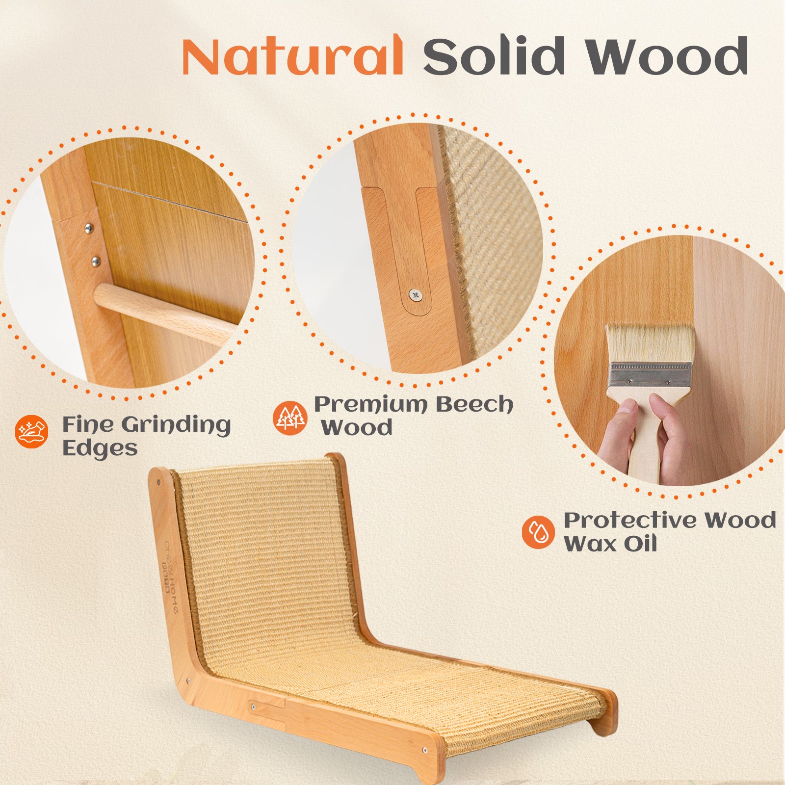 Sisal Cat Scratcher for Indoor Cats Scratching Pad Vertical Cat Scratcher L Shape Cat Scratching Board Cats Scratch Post Solid Wooden Cat Furniture(Large)