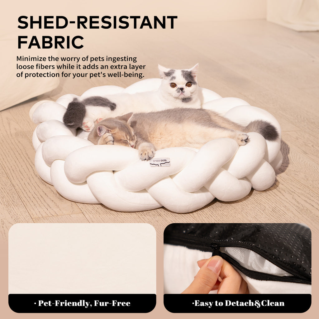 CheerPals Twisted Pet Bed, Weave Cat Bed Sofa with Cushion for Indoor Cats Puppy