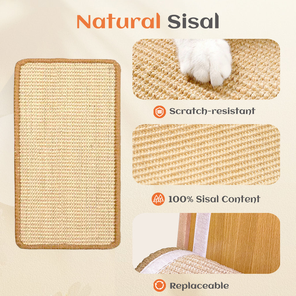 Sisal Cat Scratcher for Indoor Cats Scratching Pad Vertical Cat Scratcher L Shape Cat Scratching Board Cats Scratch Post Solid Wooden Cat Furniture(Large)