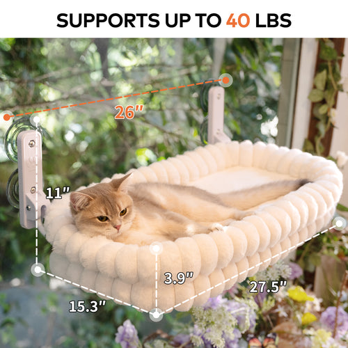 Cat Window Perch for Indoor Cats Hammock for Window with Reversible Cushion, Foldable Cat Window Bed for Large Cats and Kittens