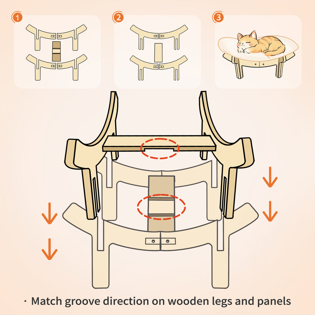 Elevated Flower Cat Bed Wooden with Cushion Fluffy Pet Couch Sofa for Indoor Cats Raised Kitty Lounge Chair Suitable for Puppy, Cat Furniture