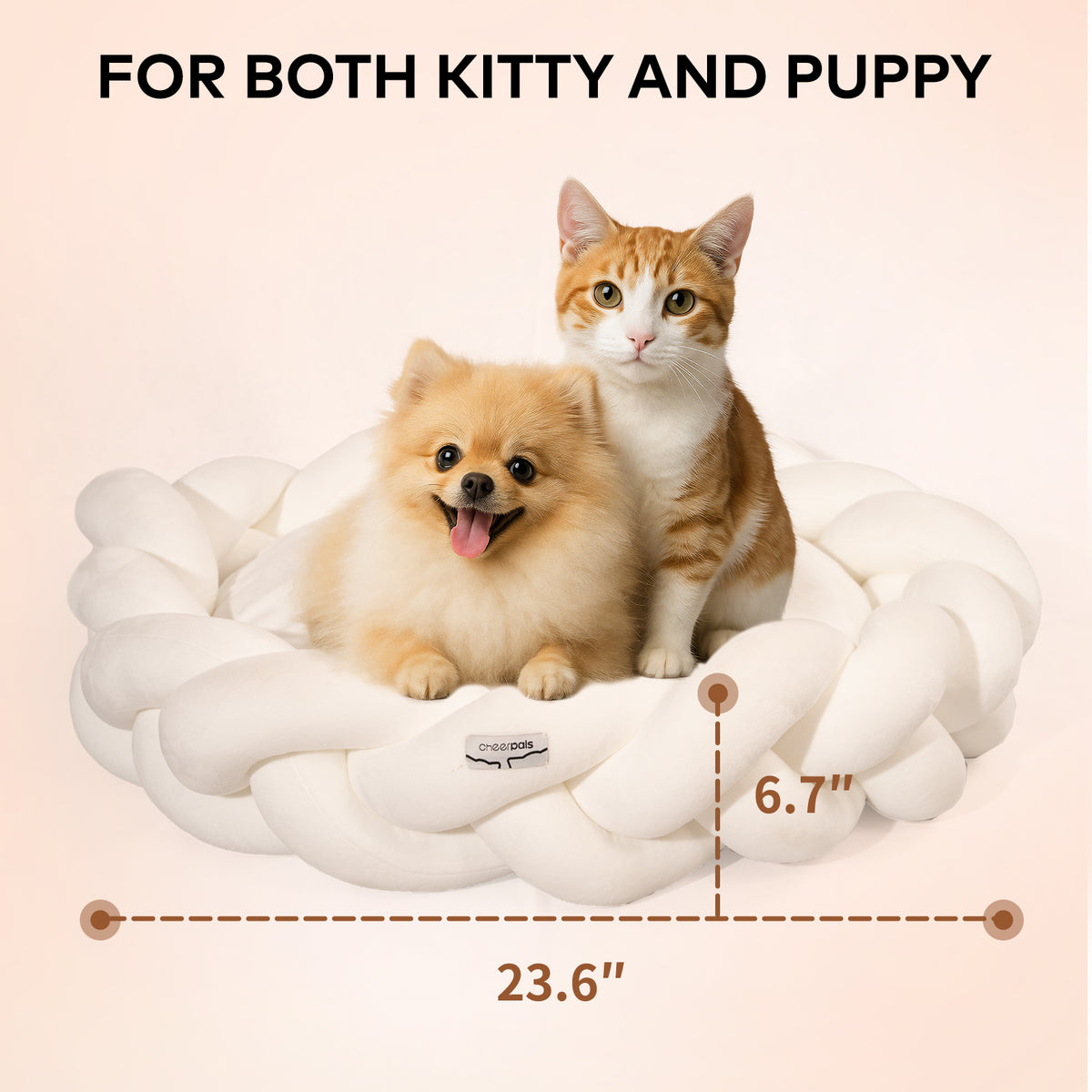 CheerPals Twisted Pet Bed, Weave Cat Bed Sofa with Cushion for Indoor Cats Puppy