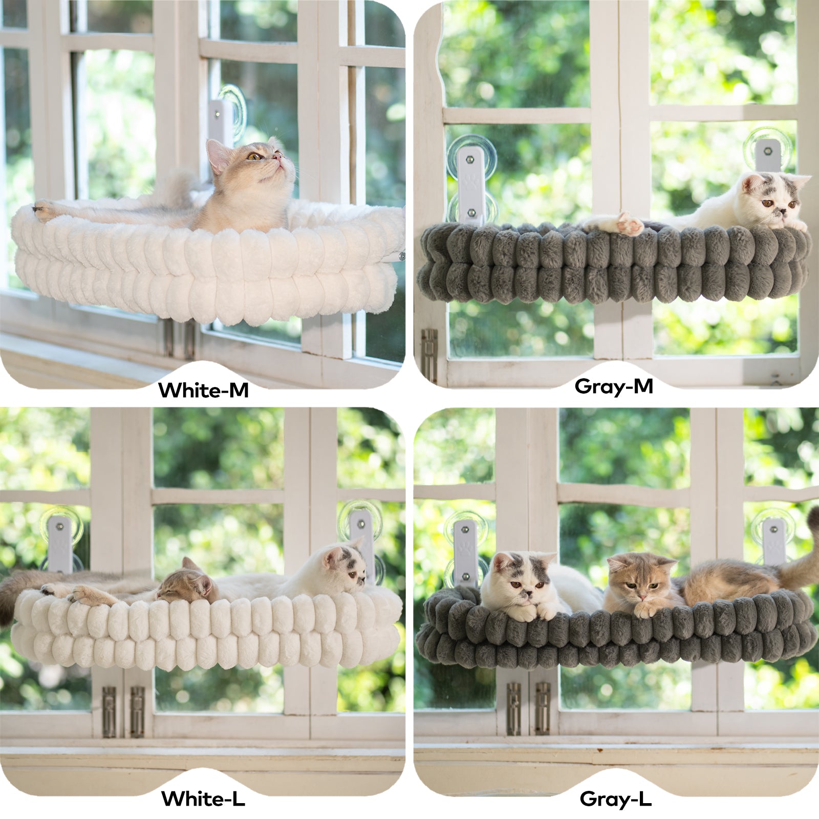 Cat Window Perch for Indoor Cats Hammock for Window with Reversible Cushion, Foldable Cat Window Bed for Large Cats and Kittens