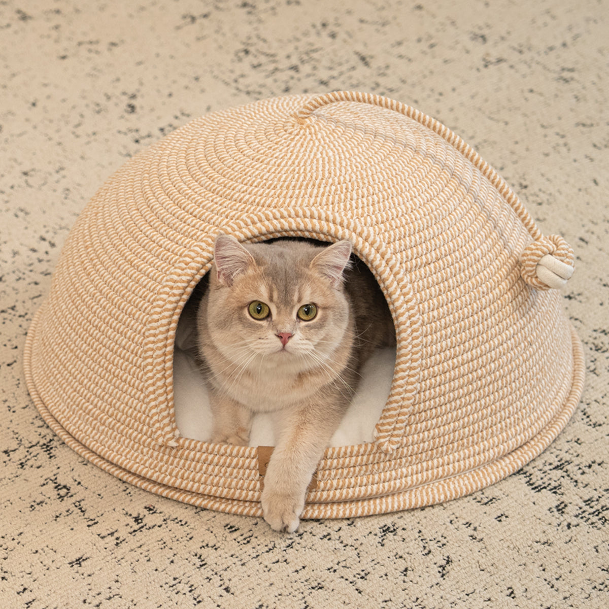 CheerPals Cat Cave Bed with Cushion, 21*21in All-Season Large Cats House Tent with Toy Ball for Indoor