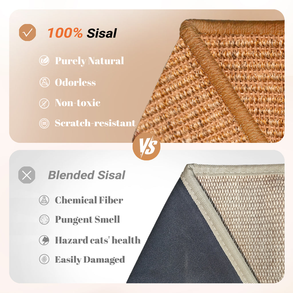 CheerPals Cat Scratcher Mat, 23.6 X 15.7 Inch Sisal Cat Scratch Pad, Furniture Protection Scratching Board, Brandy