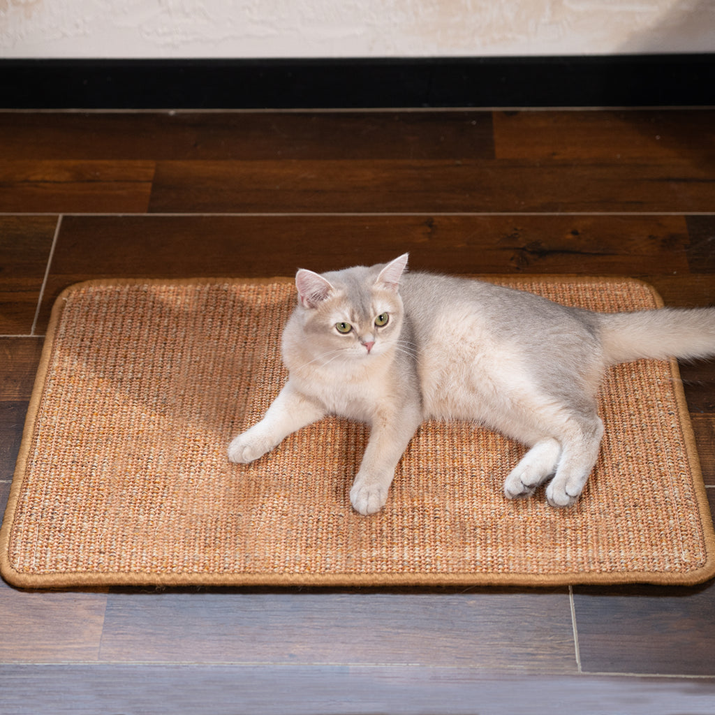 CheerPals Cat Scratcher Mat, 23.6 X 15.7 Inch Sisal Cat Scratch Pad, Furniture Protection Scratching Board, Brandy
