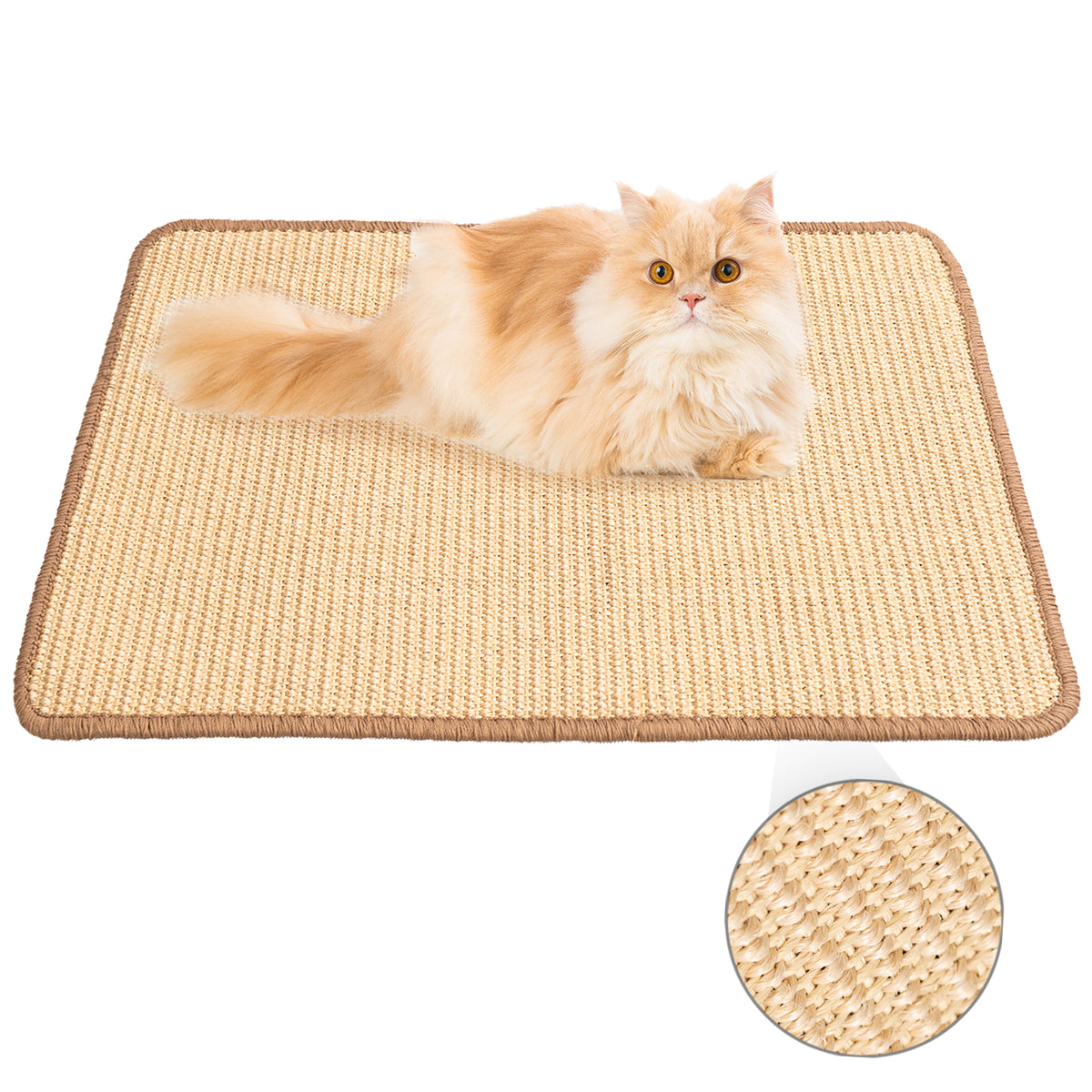 CheerPals Cat Scratcher Mat, 23.6 X 15.7 Inch Sisal Cat Scratch Pad, Furniture Protection Scratching Board, Brandy