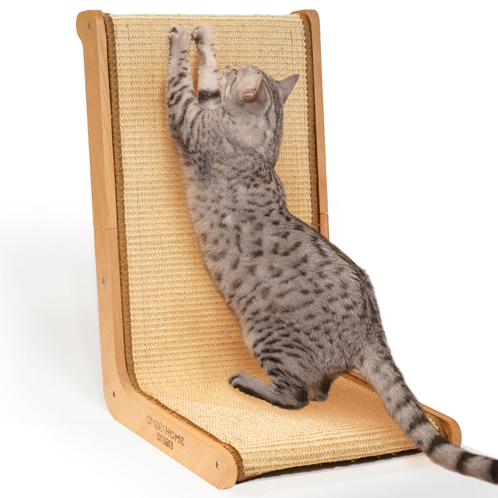 Sisal Cat Scratcher for Indoor Cats Scratching Pad Vertical Cat Scratcher L Shape Cat Scratching Board Cats Scratch Post Solid Wooden Cat Furniture(Large)